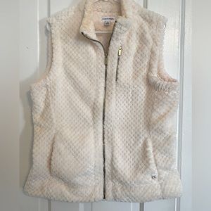 Calvin Klein cream quilted faux fur vest